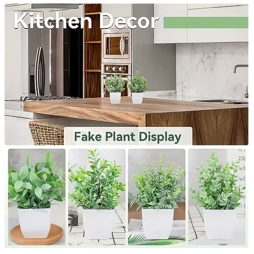 SET OF 4 ARTIFICIAL PLANTS IN POTS WITH MODERN STYLE FAKE POTTED PLANTS UK