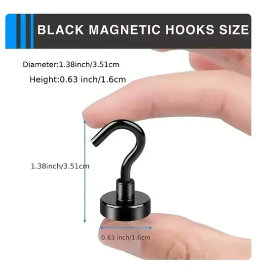 6 Pack Magnetic Hooks 22 lb+ Pull Extra Strong Neodymium Magnet Hooks Heavy-Duty